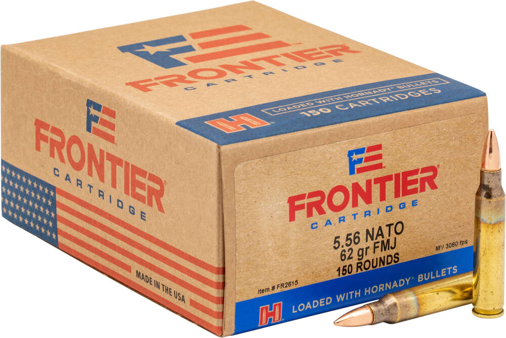 Ammunition Frontier Cartridge 1289 ft lbs 223Rem|5.56NATO FRONTIER FR2615      5.56  62 FMJ           150/08 • Model: 1289 ft lbs